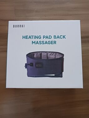 Burrki NIB Back Massager Heat Pad New Never Use 3 Timer 3 Heat 5 Massage Setting